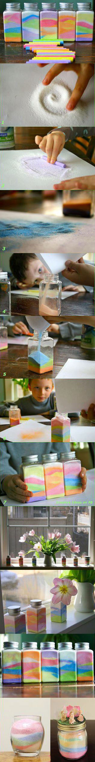 Colorful salt jar craft
