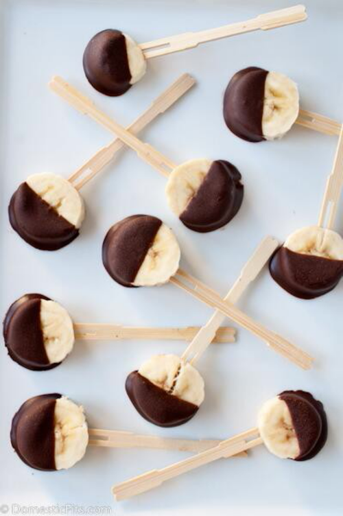 Chocolate dipped banana pops Chocolate dipped banana pops