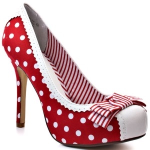 Red & White Pumps with Dots & Stripes