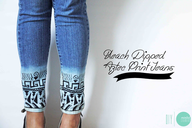 DIY Bleach Dipped Aztec Jeans DIY Bleach Dipped Aztec Jeans