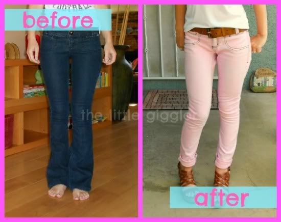 DIY Pastel skinny jeans