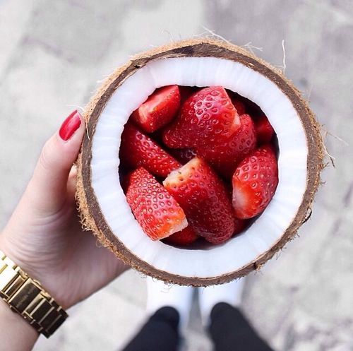 Coconut and strawberries