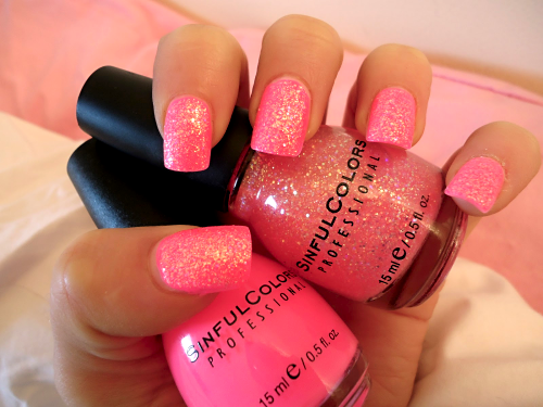 Pink glitter nails