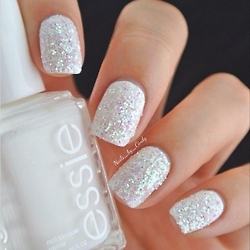 White essie glitter nails