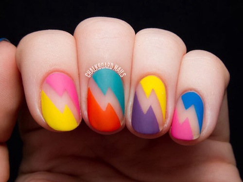 Colorful thunderbolt nails