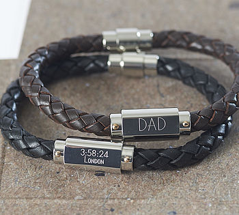 Personalised Chunky Leather Identity Bracelet Personalised Chunky Leather Identity Bracelet