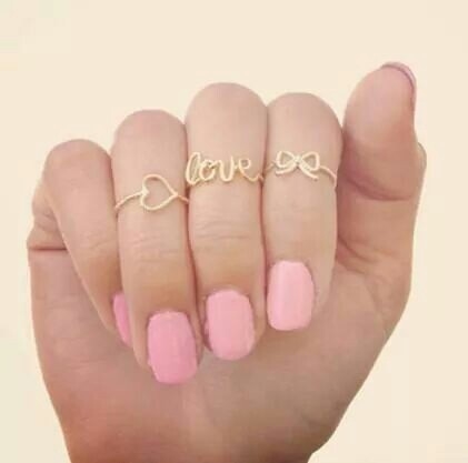 Love , heart and bow rings
