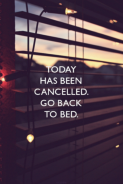 Today has been cancelled, go back to bed Today has been cancelled, go back to bed