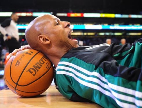Ray Allen before games, (Stretching)