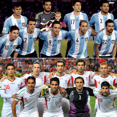 Team Iran is in a 0 -0 tie with Argentina, Today