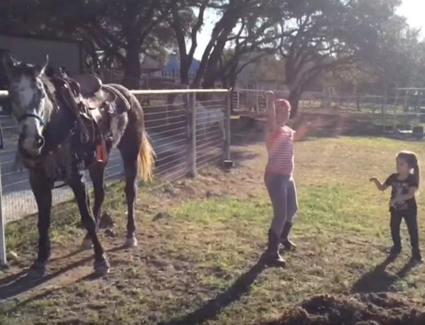 ​Two Little Girls Dance To One Of Their Favorite Songs; But Their Horse Steals The Show - picture 4