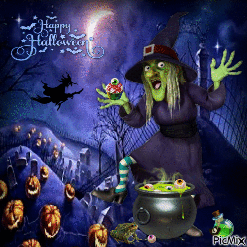 10 Spooky Happy Halloween Gifs With Witches - picture 8