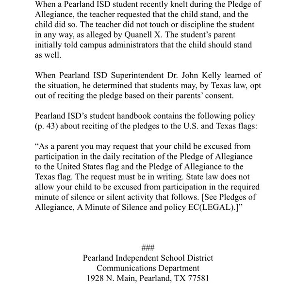 10 Year Old Refuses To Stand For National Anthem And Says It's Racist, School Responds - picture 5