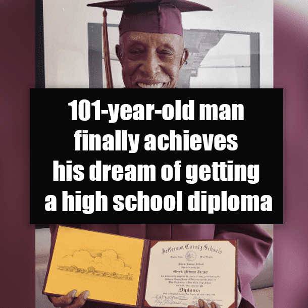 101-year-old man finally achieves his dream of getting a high school diploma