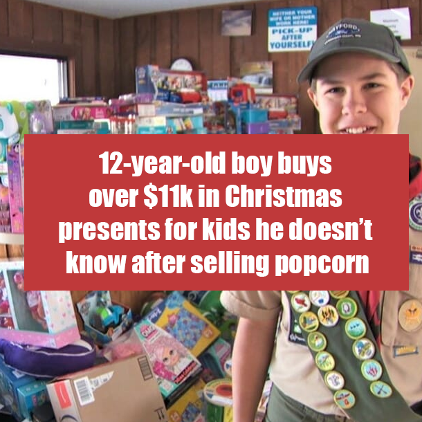 12-year-old boy buys over $11k in Christmas presents for kids he doesn’t know after selling popcorn