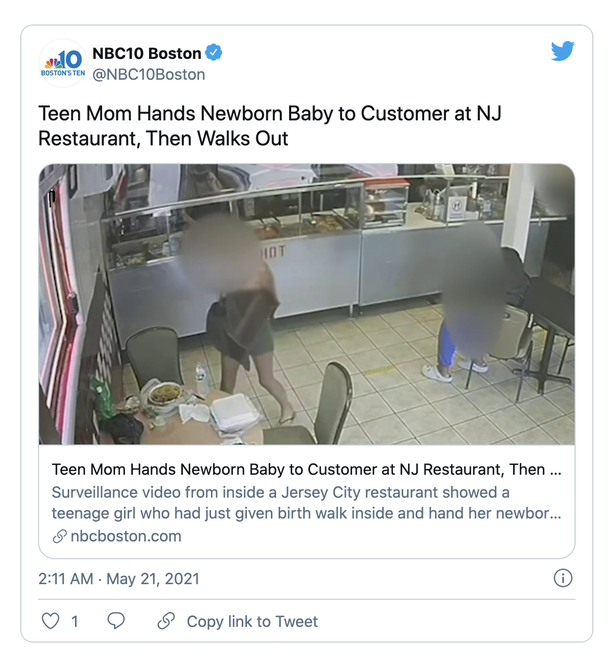 14-Year-Old Mom walks into a restaurant after giving birth and leaves her baby in a stranger's arms - picture 2
