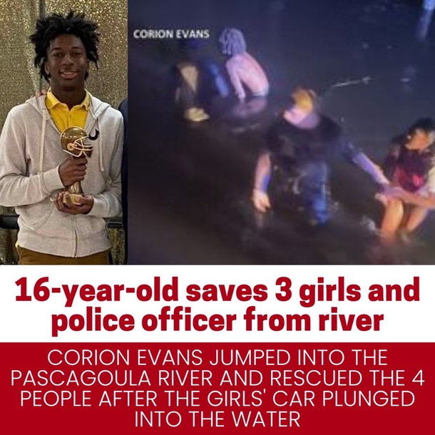 16-year-old boy saved 3 girls trapped in car and a cop from drowning, what a hero! - picture 2