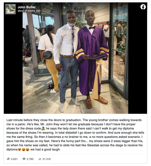 18-year-old High school student stopped from attending graduation because of his shoes – until this teacher steps in - picture 6