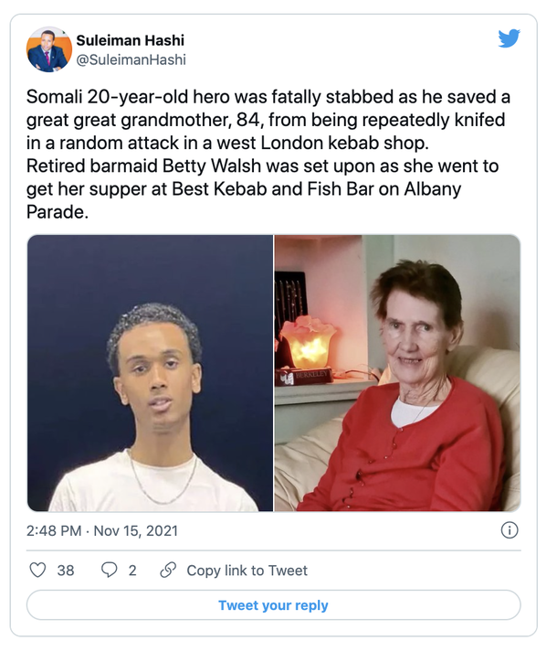 20-year-old man killed after he saves great-great-grandmother from knifeman - picture 2