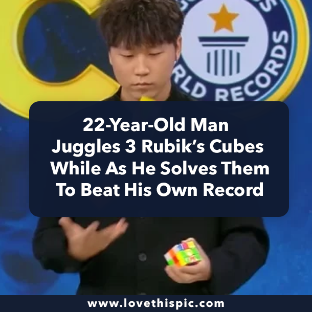 22-Year-Old Man Juggles 3 Rubik’s Cubes While As He Solves Them To Beat His Own Record