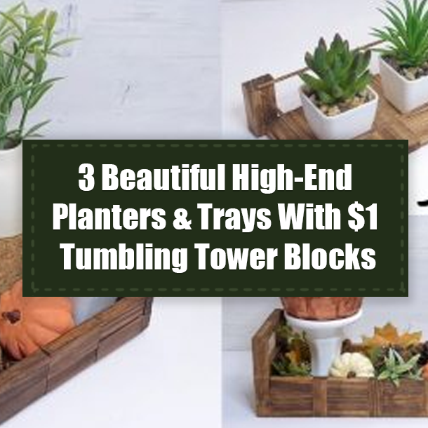 3 Beautiful High-End Planters & Trays With $1 Tumbling Tower Blocks