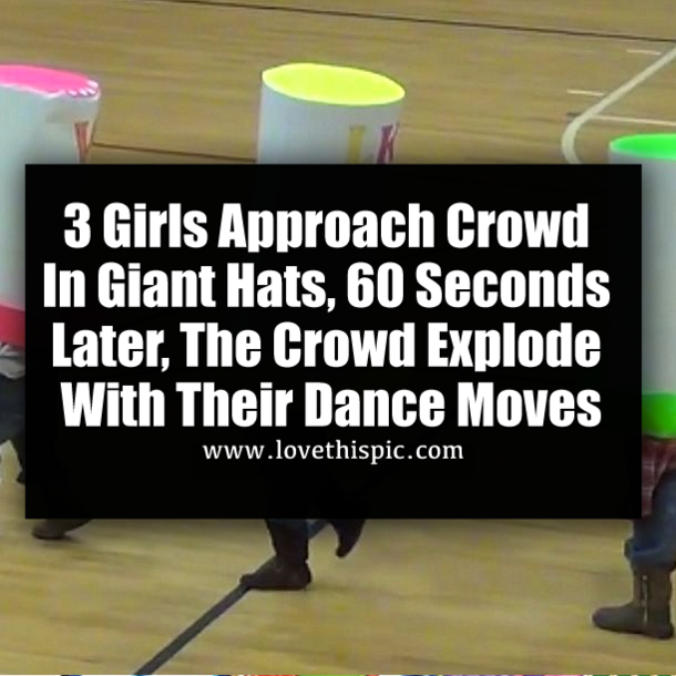 3 Girls Approach Crowd In Giant Hats, 60 Seconds Later, The Crowd Explode With Their Dance Moves