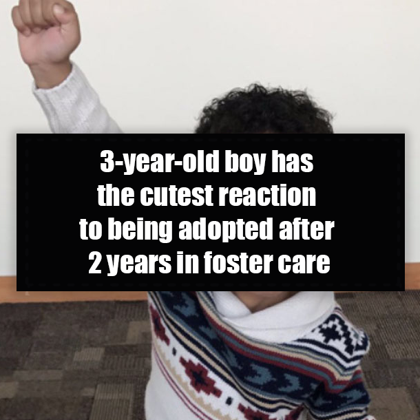 3-year-old boy has the cutest reaction to being adopted after 2 years in foster care