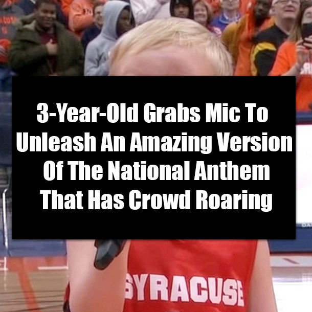 3-Year-Old Grabs Mic To Unleash An Amazing Version Of The National Anthem That Has Crowd Roaring