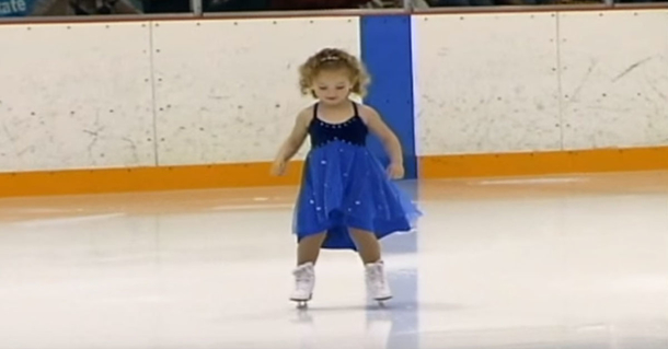 3-year-old walks onto the ice rink, when the nursery rhyme starts keep your eyes on her feet! - picture 2
