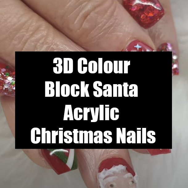 3D Colour Block Santa Acrylic Christmas Nails