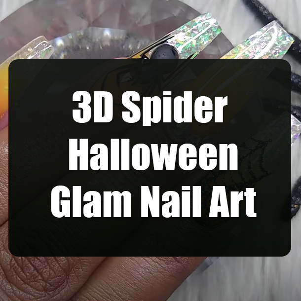 3D Spider Halloween Glam Nail Art
