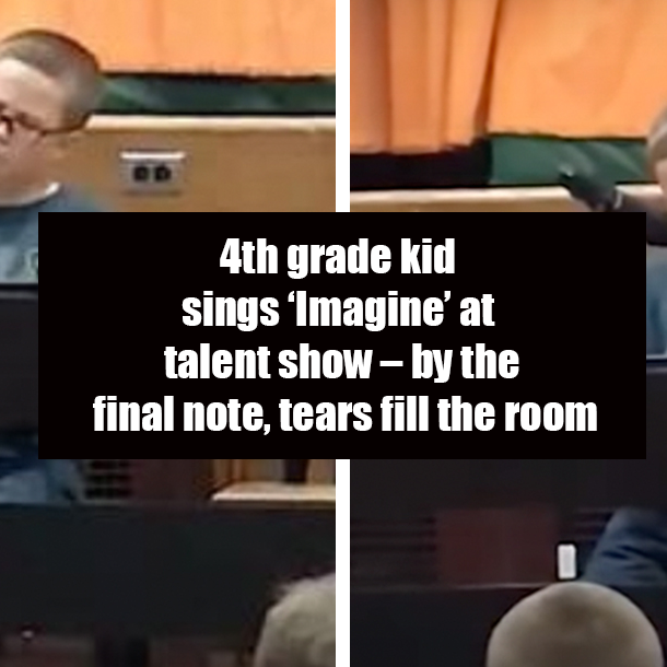4th grade kid sings ‘Imagine’ at talent show – by the final note, tears fill the room