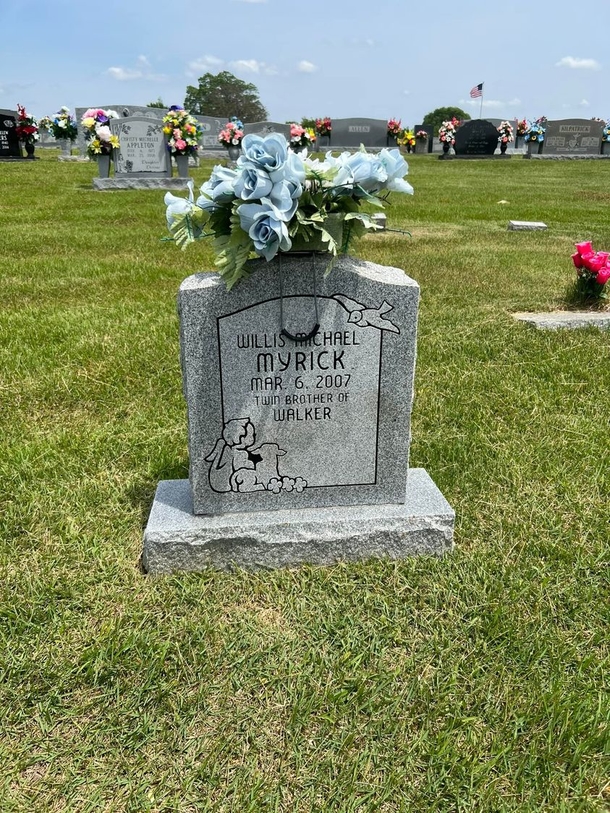 5-year-old goes to visit grave of his twin brother to tell him all about first day of kindergarten, still dreams of him - picture 4