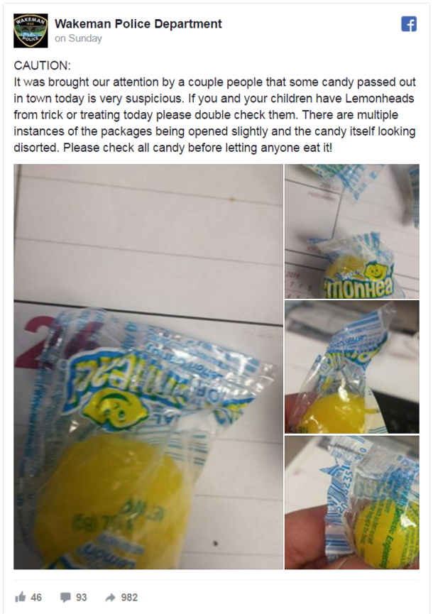 Police Issue A Warning About Suspicious Halloween Candy - picture 2