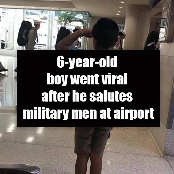 6-year-old boy went viral after he salutes military men at airport