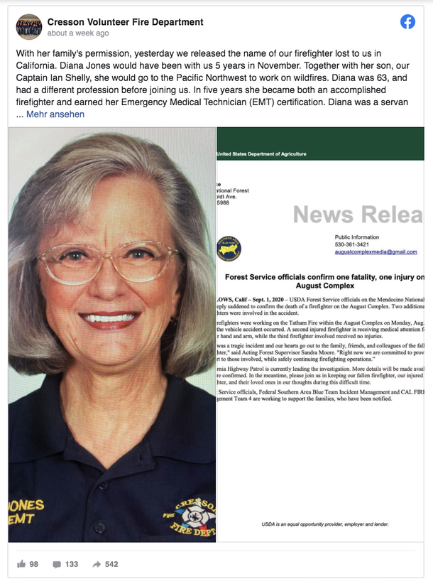 63-Year-Old volunteer firefighter, lost her life working alongside son fighting California wildfires - picture 2
