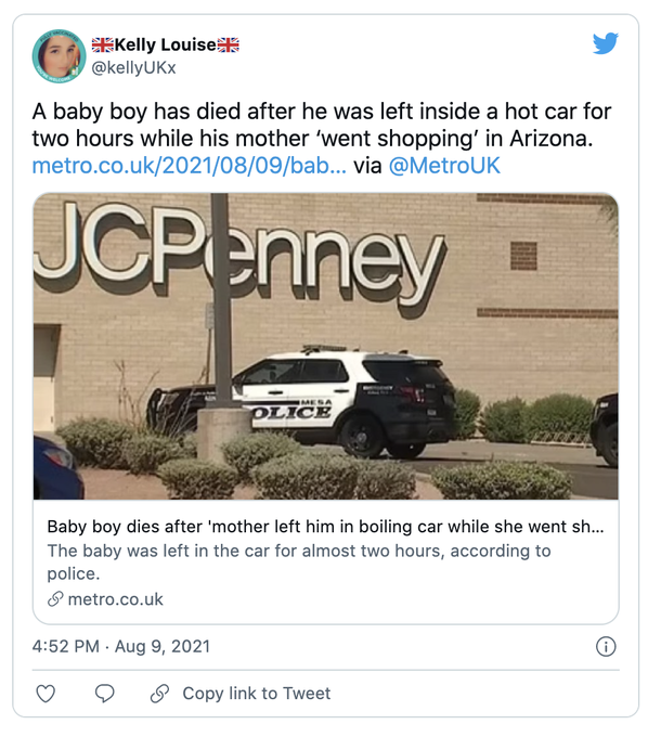 7-month-old baby boy passes away after left in hot car while mom goes shopping for two hours - picture 2