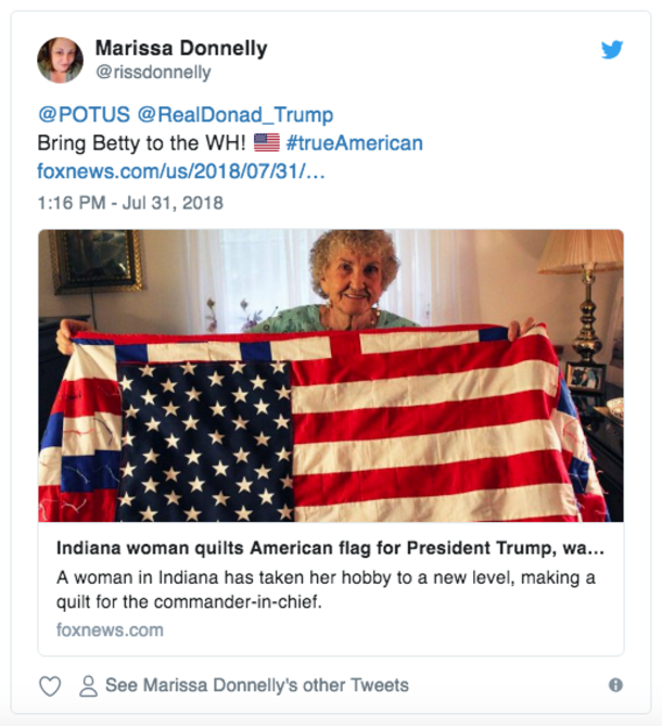 85-Year-Old Woman Feels The Holy Spirit And Decides To Quilt U.S. Flag For President Trump - picture 3