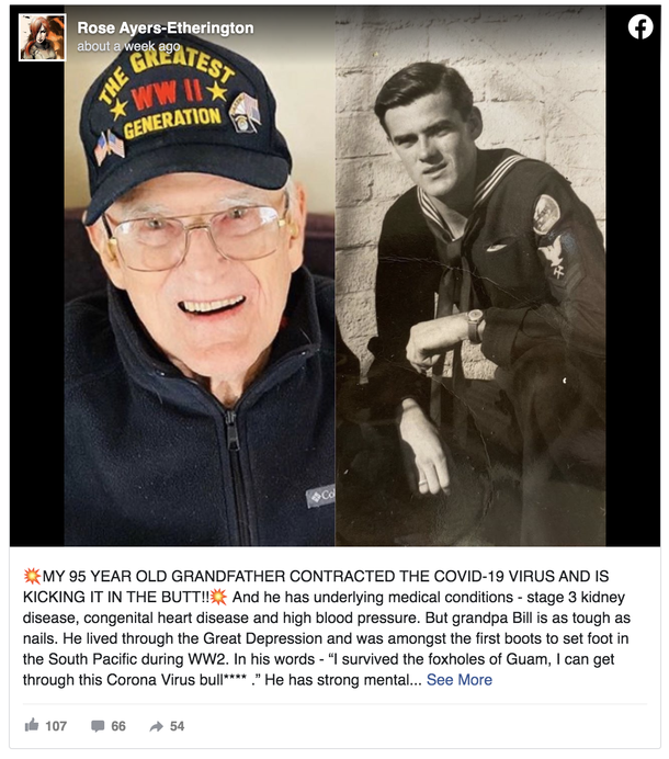 95-year-old veteran & grandfather, survives coronavirus, family says: 'Pretty hardcore' - picture 2
