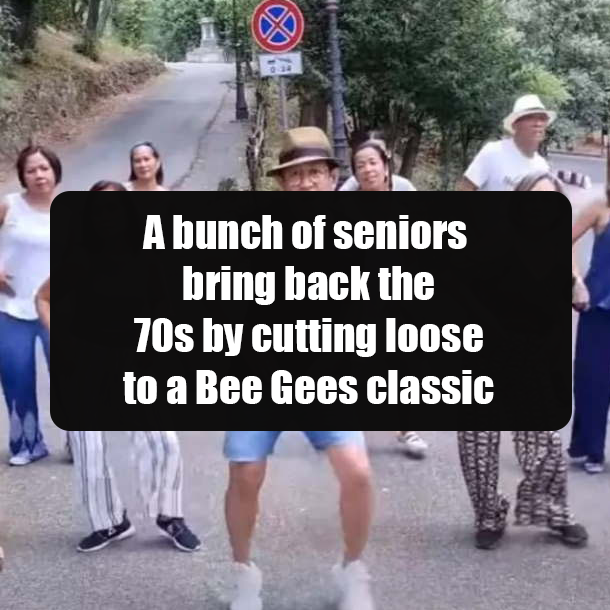 A bunch of seniors bring back the 70s by cutting loose to a Bee Gees classic