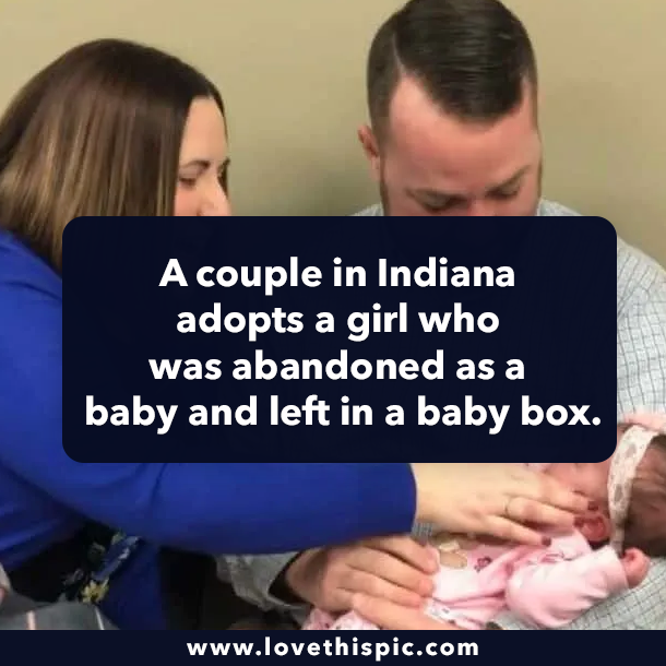 A couple in Indiana adopts a girl who was abandoned as a baby and left in a baby box.