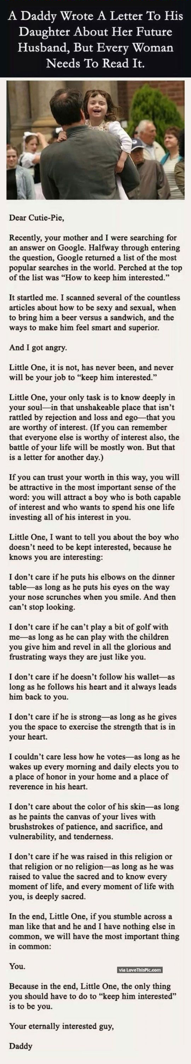 A Dad Wrote A Letter To His Daughter About Her Future Husband, But Every Woman Needs To Read It!