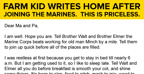 A FARM KID WRITES HOME AFTER JOINING THE MARINES – THIS IS PRICELESS - picture 2