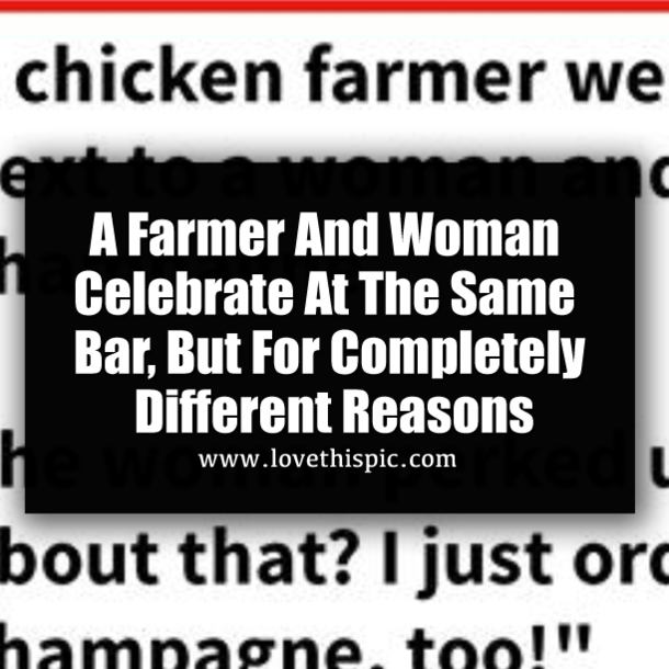 A Farmer And Woman Celebrate At The Same Bar, But For Completely Different Reasons