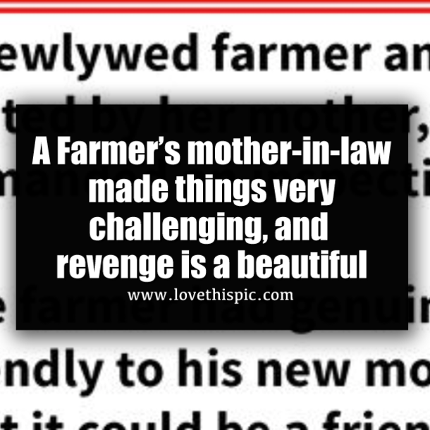 A Farmer’s mother-in-law made things very challenging, and revenge is a beautiful