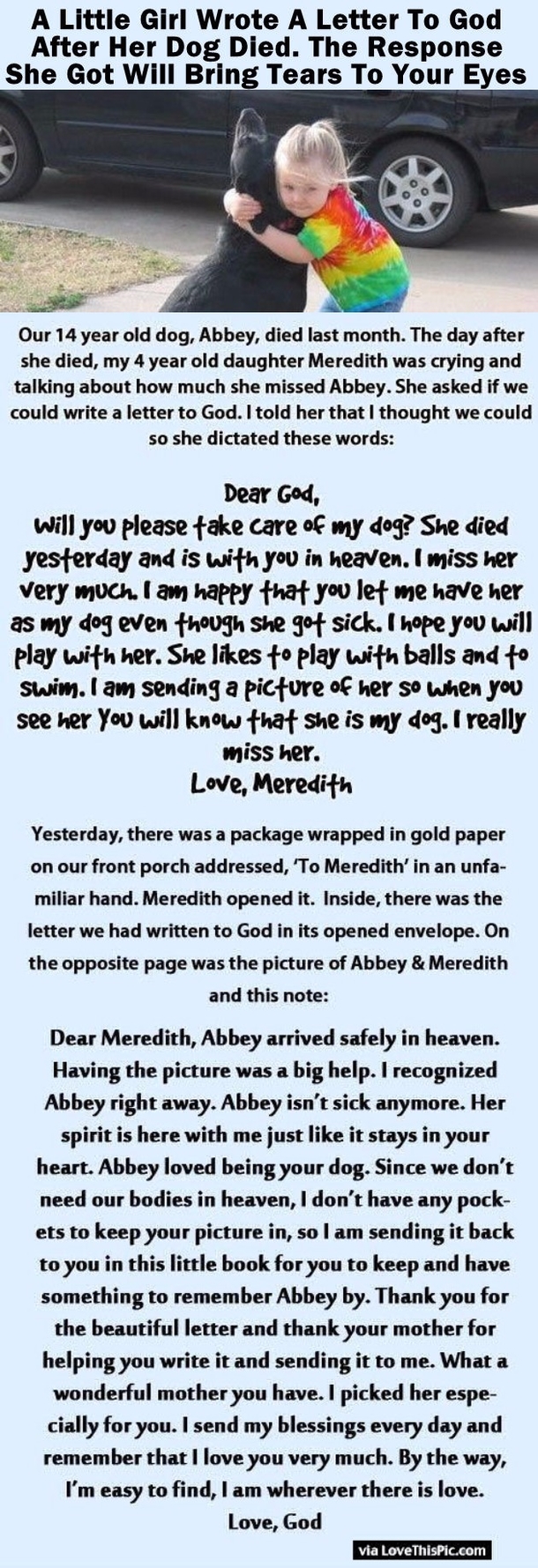 A Little Girl Wrote A Letter To God After Her Dog Died. The Response She Got Will Bring Tears To Your Eyes