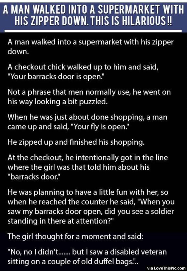 A Man Walks Into A Supermarket With His Zipper Down. This Is Hilarious