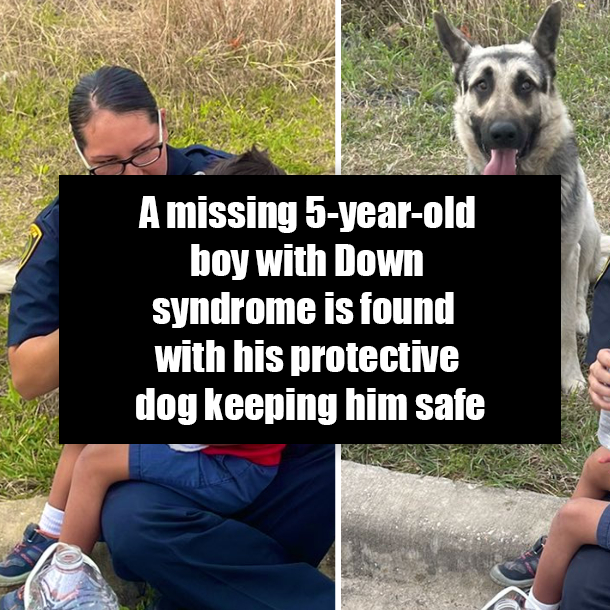 A missing 5-year-old boy with Down syndrome is found with his protective dog keeping him safe