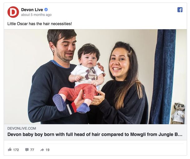 Adorable Baby boy nicknamed “Mowgli” after he's born with two inches of black hair - picture 2