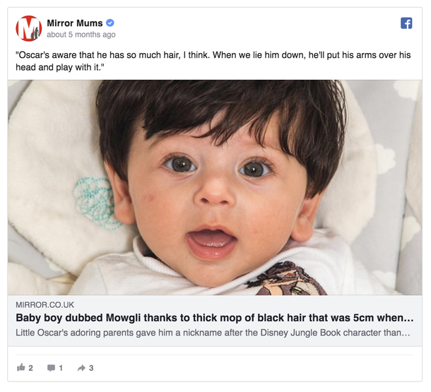 Adorable Baby boy nicknamed “Mowgli” after he's born with two inches of black hair - picture 3